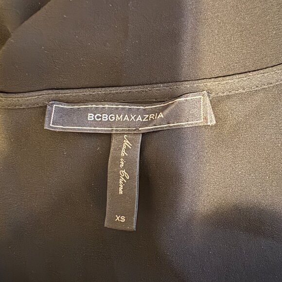 BCBGMaxAzria Black Alaine Long Sleeve V-Neck Blouse with White Stripe Size XS - Picture 7 of 10